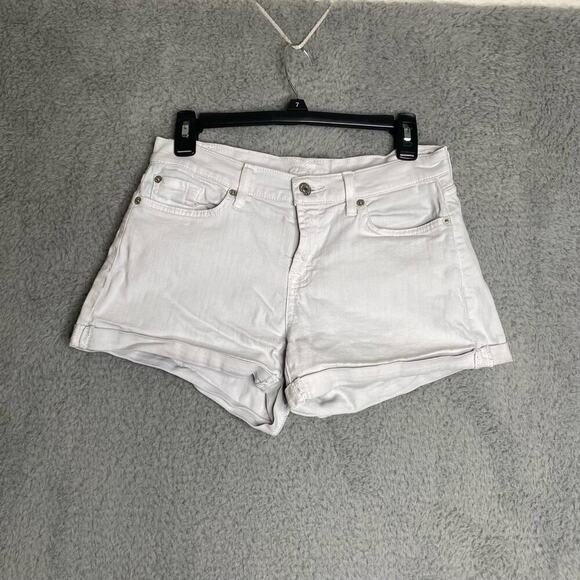 7 for all mankind womens white denim shorts stretch summer casual 26 - Picture 1 of 10